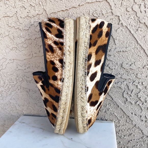 J. CREW NWOT Tan & Brown Leopard Calf Hair Espadrilles Sneaker Flats Sz 7 - Picture 8 of 11